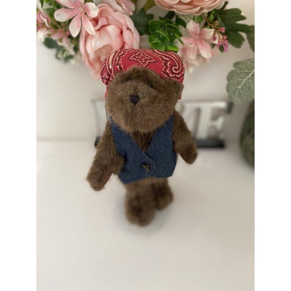 BOYDS BEAR Keep on Riding 8" Biker w Red Bandana Jean Vest Embroidered Vintage - Picture 6 of 16